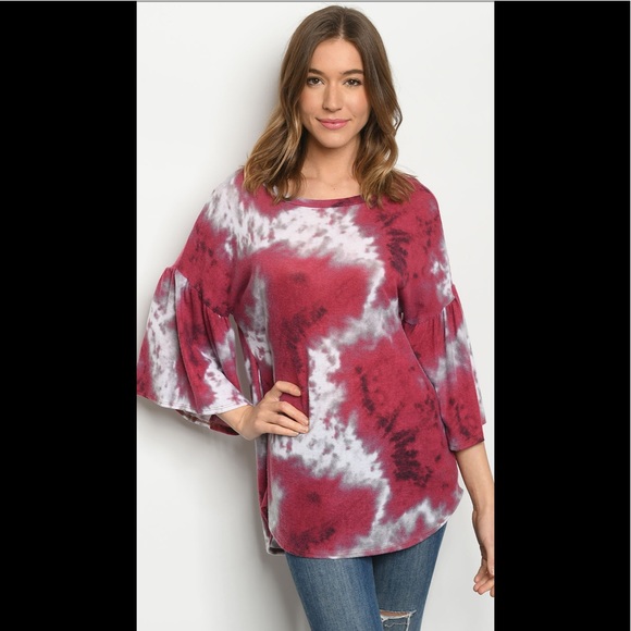 2 for $40❤️soft wine tie-dye top - Picture 2 of 5